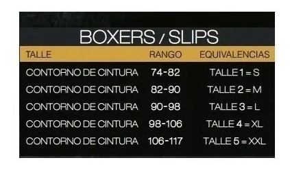Tabla de talles boxer dufour hotsell