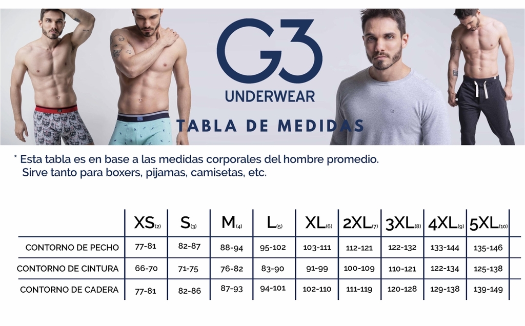 Tabla de talles boxer hotsell