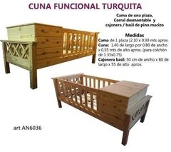 Cama Cuna Funcional Turquita - Madera Maciza( ART CHA6036) en internet