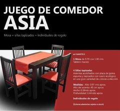 Juego Comedor Asia Lustrado + 4 Sillas Tapizadas(COMBO DE MESA ASIA Nº 1) - DIR-TEX