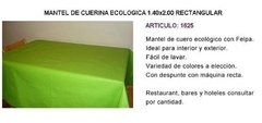 Mantel De Cuero Ecologico 1.40x2.00 Rectangular( ART 1625) - DIR-TEX