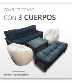 Futon 3 Cuerpos Lustrado + Banqueta + Mesa Ratona +2 Monacos ECO CUERO( COMBO DE FUTON Nº 4) en internet