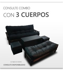 Futon 3 Cuerpos Lustrado + Banqueta + Mesa Puente + 2 Puff ECO CUERO( COMBO DE FUTON Nº 3) - comprar online