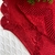 Manta vermelha barrado em crochê