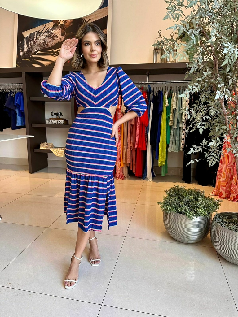 Vestido midi store listrado colorido