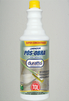 "Limpador Pós-Obra 1L Duratto - Remove resíduos de cimento e argamassa de pisos, azulejos e cerâmicas, garantindo uma limpeza profunda e segura após reformas."