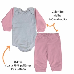 Conjunto body manga longa + calça (Ribana e malha de algodão) - comprar online