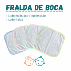 Fralda de boca p/sublimação com viés colorido.