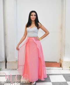 Top plateado + Falda Rosa Dior