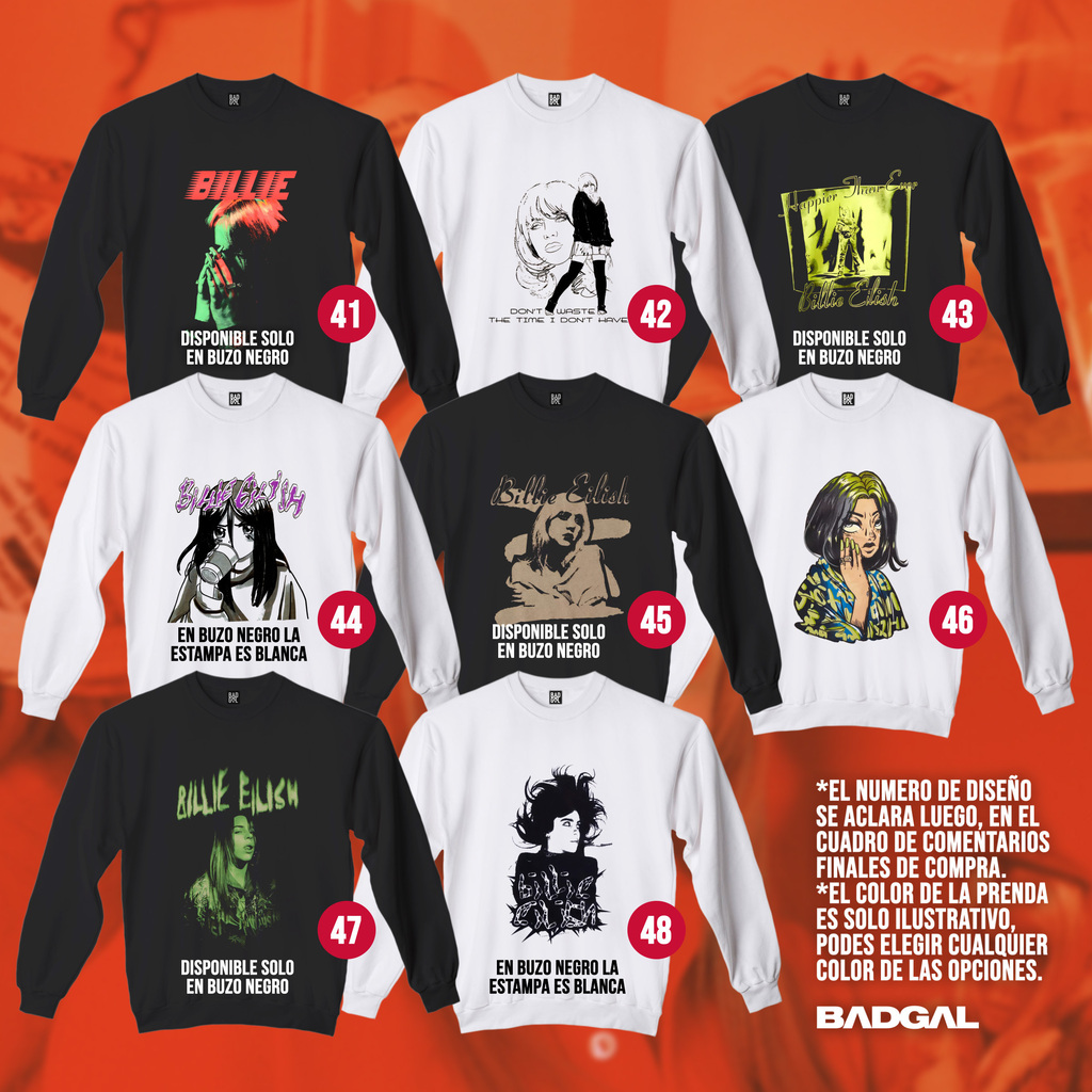 BUZOS BILLIE EILISH 80 DISENOS Comprar en BADGAL
