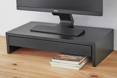 Base Recta Soporte Monitor Escritorio Negro con Cajón