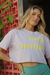 Focus t-shirt cropped lilás espiritual "confie no processo"