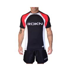 Camiseta ROKN Lycra Rashguard Manga Curta RANK Preto Masculino