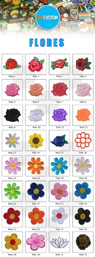 100 Parches Bordados Catalogo Apliques Flor Rosa Rosas - comprar online