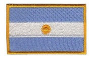 Parche Bordado Bandera Argentina Borde Dorado 9 X 6 Cm