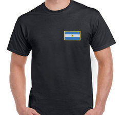 Remera Bordada Bandera Argentina Borde Dorado