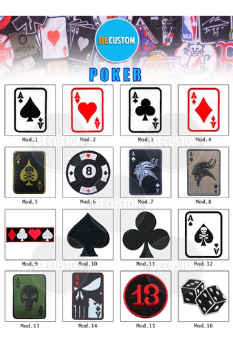 20 Parches Bordados Poker Casino Cargas Pica Ass