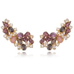 Brinco ear cuff toscana opala rosa e fume