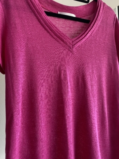 t shirt fresh linho detalhe gola - pink - comprar online