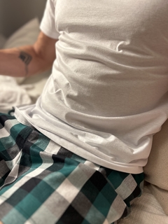 Pijama Shorts Adulto Masculino - Xadrez Verde, Branco e Preto - comprar online