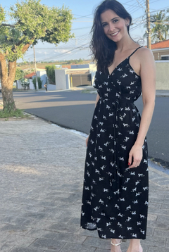 vestido envelope alça - tigre preto e branco - loja online