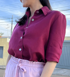 camisa linho com viscose - fúcsia - comprar online