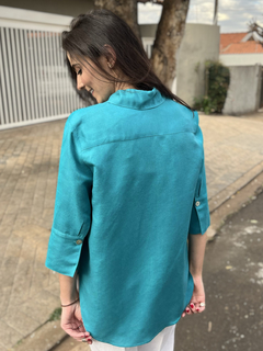 Camisa linho com viscose - Verde Água - loja online