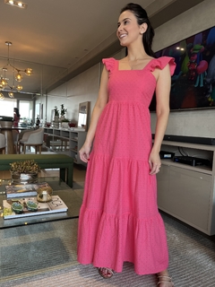 Vestido Laise elástico atrás - rosa - viviane guerreiro