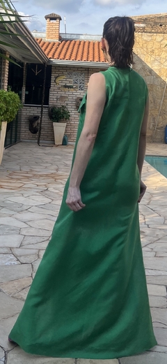 vestido marcela em linho - verde - viviane guerreiro