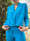 camisa transpasse viscose - azul turquesa