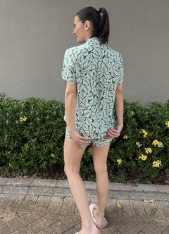 Pijama Shorts Feminino - Leque Verde