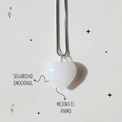 Collar corazón - Cuarzo blanco - Mejora el animo y brinda seguridad emocional - comprar online