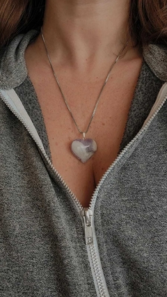 Collar corazón - Cuarzo blanco - Mejora el animo y brinda seguridad emocional - tienda online