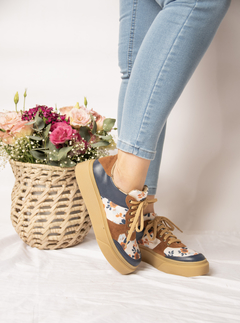Zapatillas Miel Flor Azul - comprar online