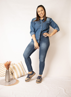 Camisa Jeans Tachas Fireworks - Olinda En Las Nubes