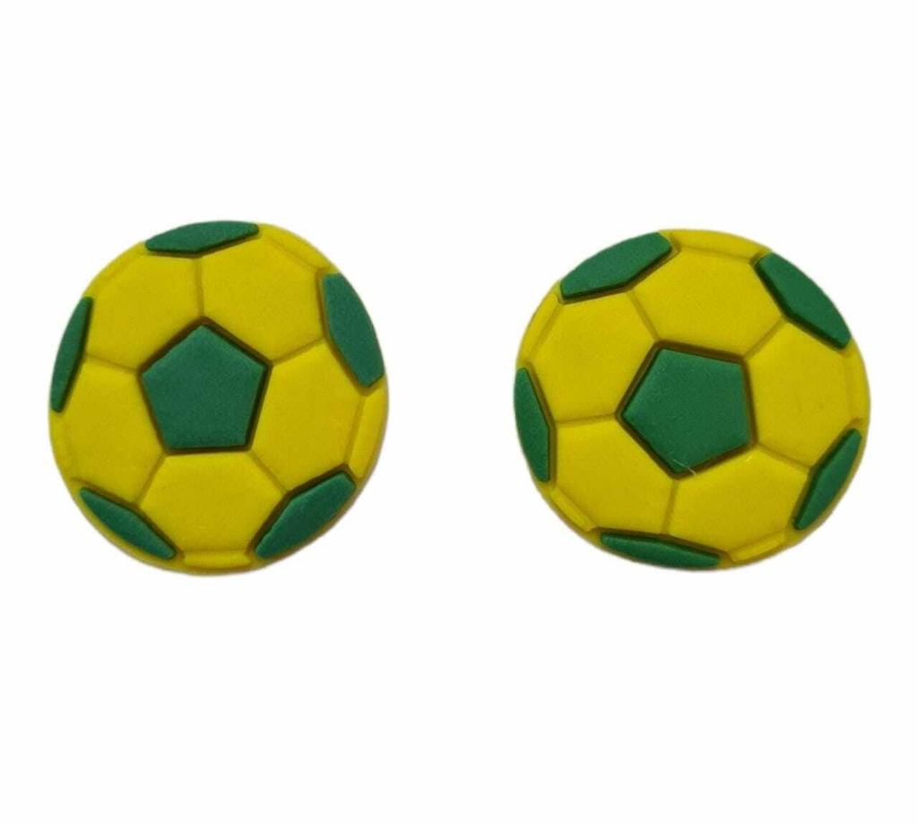 Aplique Emborrachado - Bola de Futebol Verde e Amarela - 19mm - 2un