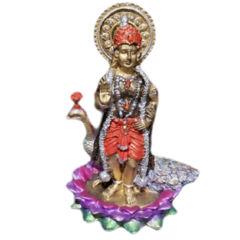 Krishna 20cm em resina com o pavão na flor de lótus, - comprar online