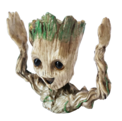 Baby Groot com as mãos para cima 15 cm em resina vaso de plantas, porta caneta, Bonecos Marvel na internet