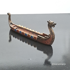 Incensário Barco Viking Drakkar Canoa Porta Incenso M01 Resina - comprar online