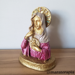 Busto Sagrado Coração De Maria 001 15cm, em gesso com adorno