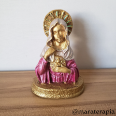 Busto Sagrado Coração De Maria 001 15cm, em gesso com adorno