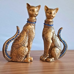 Casal de Gatos da Sorte M02 25cm em gesso com adorno - comprar online