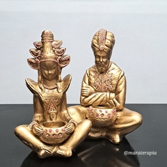 Casal Hindu G01 30cm em gesso com adorno
