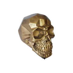Skull, crânio caveira geométrica  14 cm   resina  dourada - Maraterapia presentes wicca I budismo I umbanda I católico I decoração I antiguidades I animais