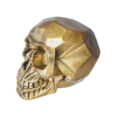 Skull, crânio caveira geométrica  14 cm   resina  dourada - Maraterapia presentes wicca I budismo I umbanda I católico I decoração I antiguidades I animais