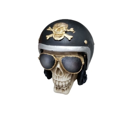 Skull, crânio caveira motociclista 11 cm   capacete preto