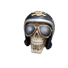 Skull, crânio caveira motociclista 11 cm   capacete preto - comprar online