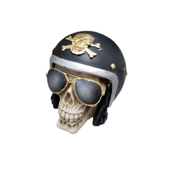Skull, crânio caveira motociclista 11 cm   capacete preto - Maraterapia presentes wicca I budismo I umbanda I católico I decoração I antiguidades I animais