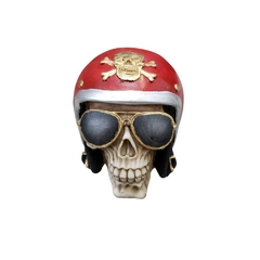 Skull, crânio caveira motociclista 11 cm   capacete vermelho