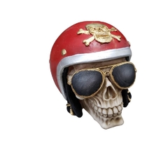 Skull, crânio caveira motociclista 11 cm   capacete vermelho - comprar online